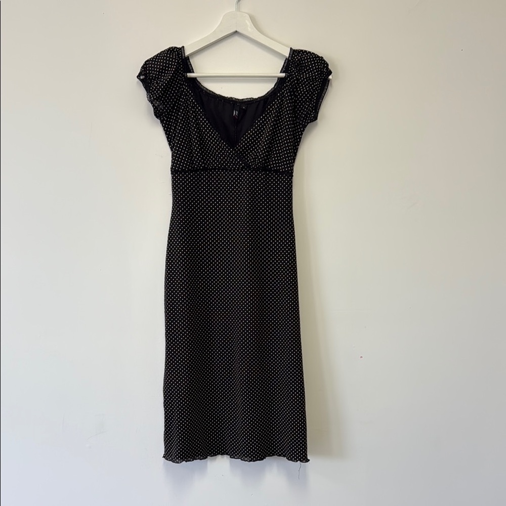 Trixxi Black and White Polka Dot Midi Dress